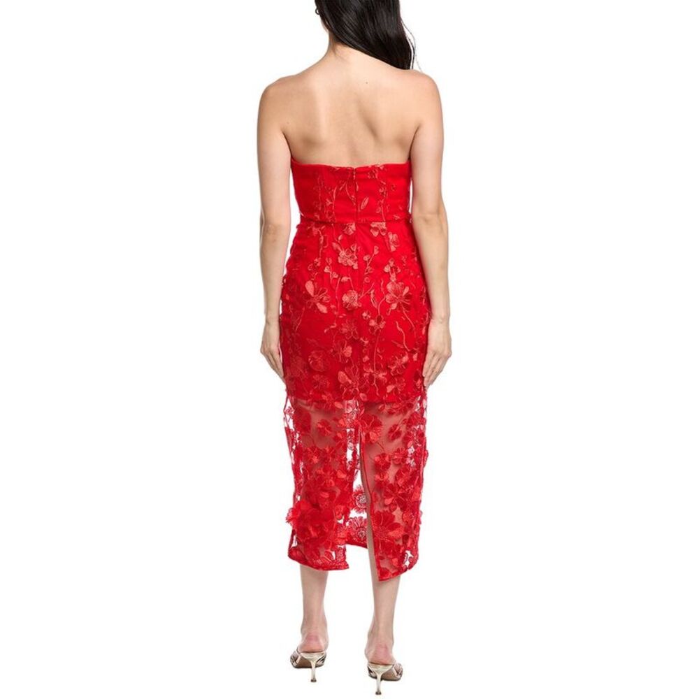 Sam Edelman Womens  3D Rose Strapless Midi Dress, Red - Picture 2 of 3